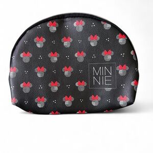 Disney Minnie Mouse Cosmetics Travel Bag Red Bow Black Pouch Zipper Bag